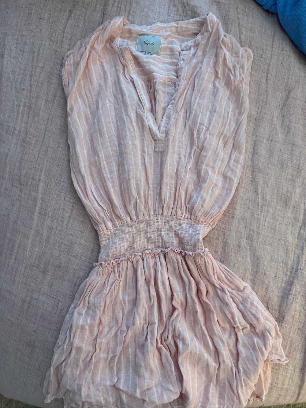 Rails Pale Pink Striped Gauze Smocked Waist Dress